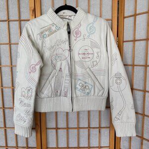 Vintage Roccafella Robert Phillipe NYC Leather Bomber Jacket Embroidered Hip Hop